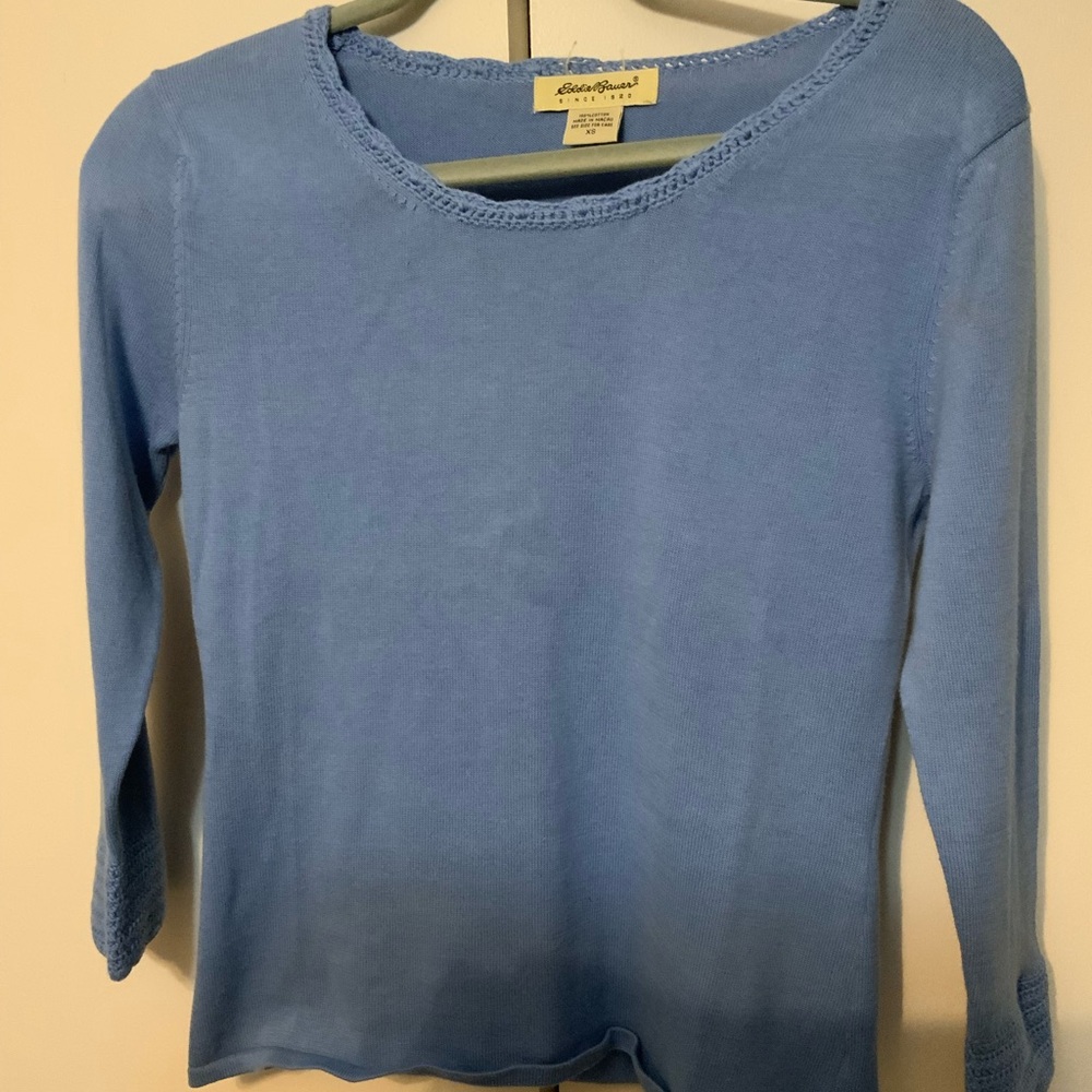 Eddie Bauer sky blue 3/4 sweater